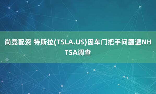 尚竞配资 特斯拉(TSLA.US)因车门把手问题遭NHTSA调查