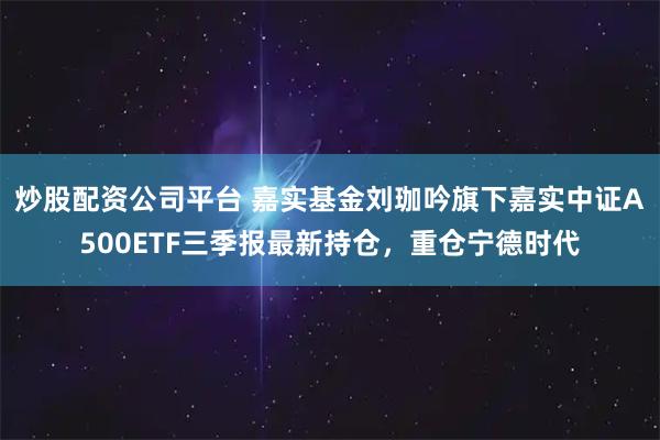 炒股配资公司平台 嘉实基金刘珈吟旗下嘉实中证A500ETF三季报最新持仓，重仓宁德时代