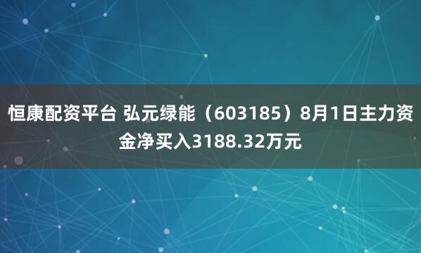 恒康配资平台 弘元绿能(603185)8月1日主力资金净买入3188.32万元